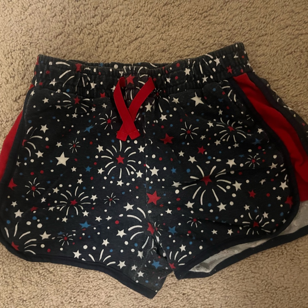 Girls patriotic, red and white and blue shorts
